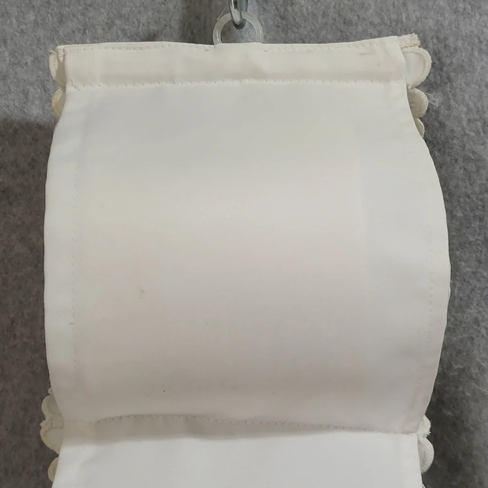 Vintage 2 Roll Fabric Toilet Paper Holder Ivory Cutwork Lace Embroidery Romantic